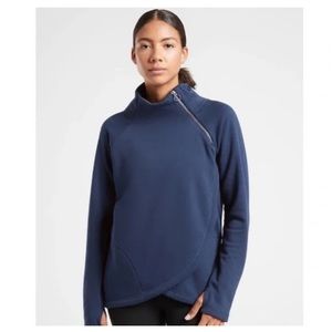 Women’s Athleta Cozy Karma Asymmetrical Sweatshirt-navy, small